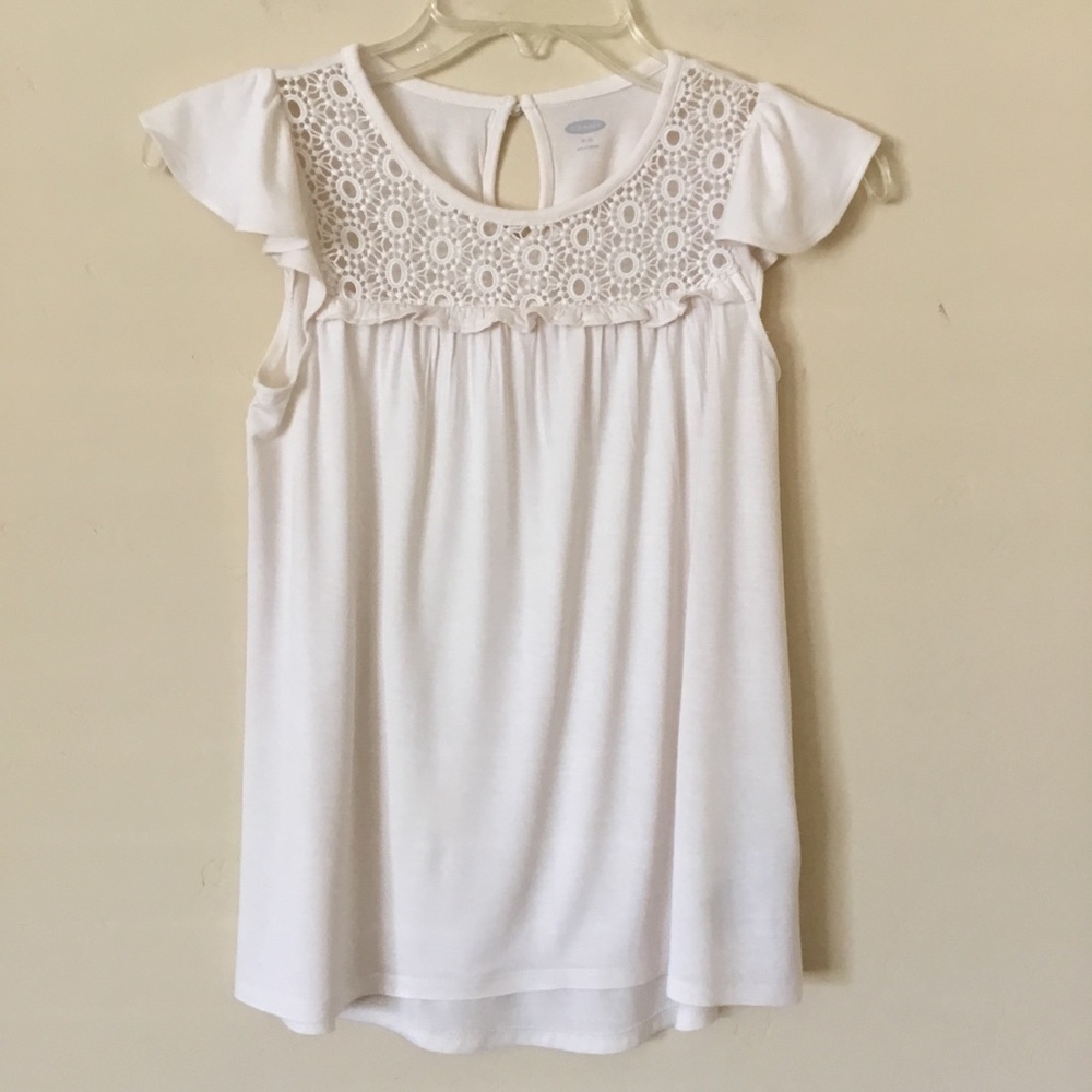 Old Navy Girls Top Ruffle Sleeves Cream Size M